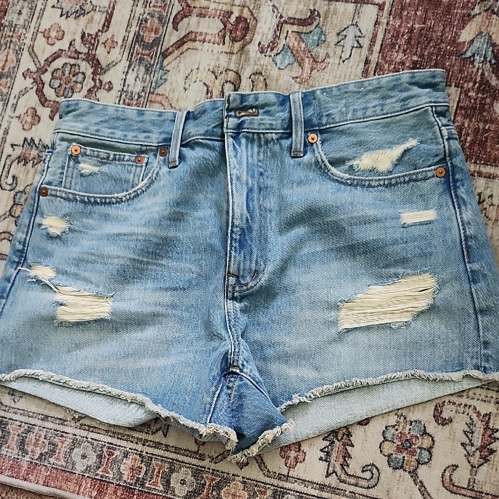 Madewell Blue Distressed Jean Shorts